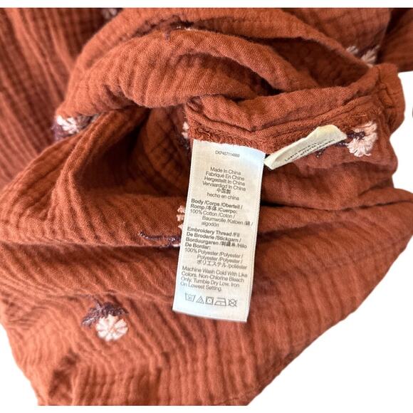 Madewell Amie Floral Embroidered Lightspun Millbrook Puff-Sleeve Peplum Top XL - Picture 8 of 11